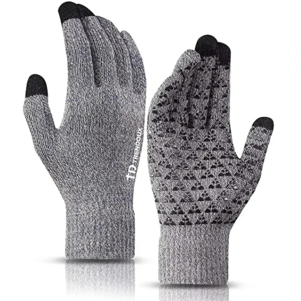 TOUCH SCREEN WARM LIGHT GRAY COLOR Winter WOMEN Gloves Anti-Slip